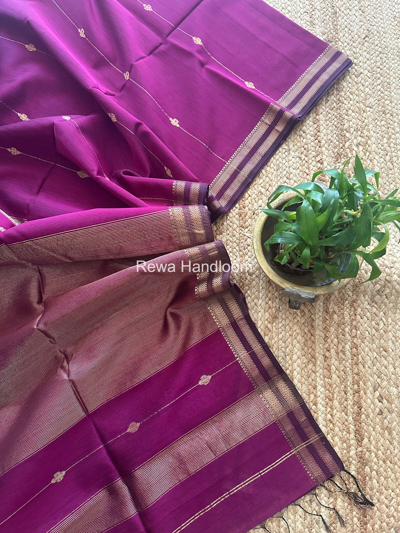 Magenta Lining Butti Shaded Maheshwari Saree SBS0105