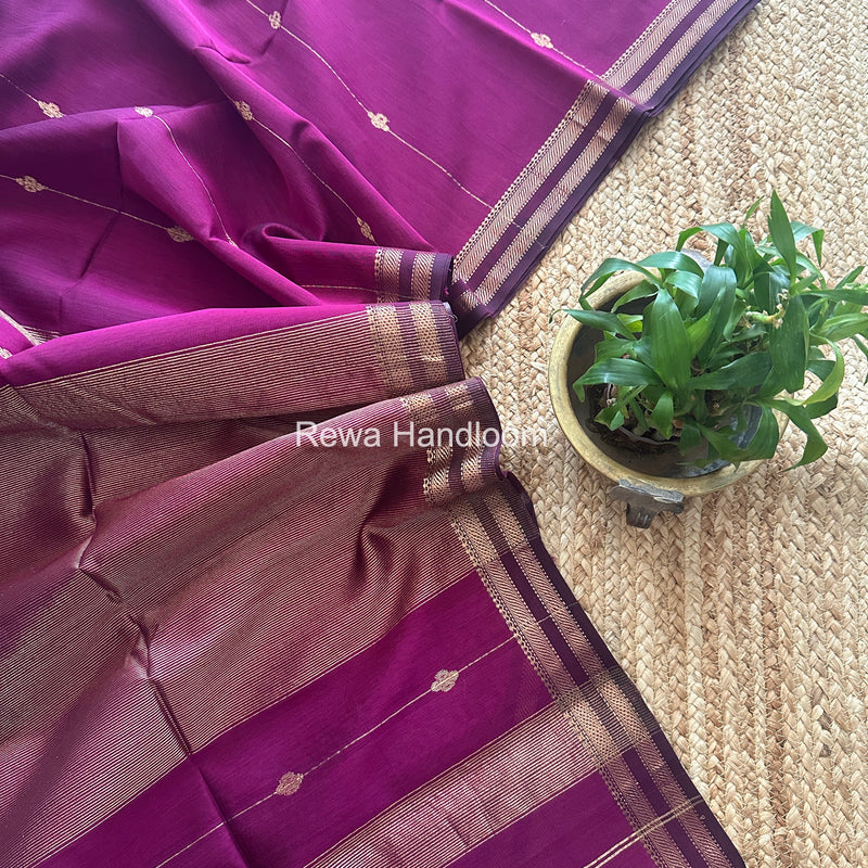 Magenta Lining Butti Shaded Maheshwari Saree SBS0105