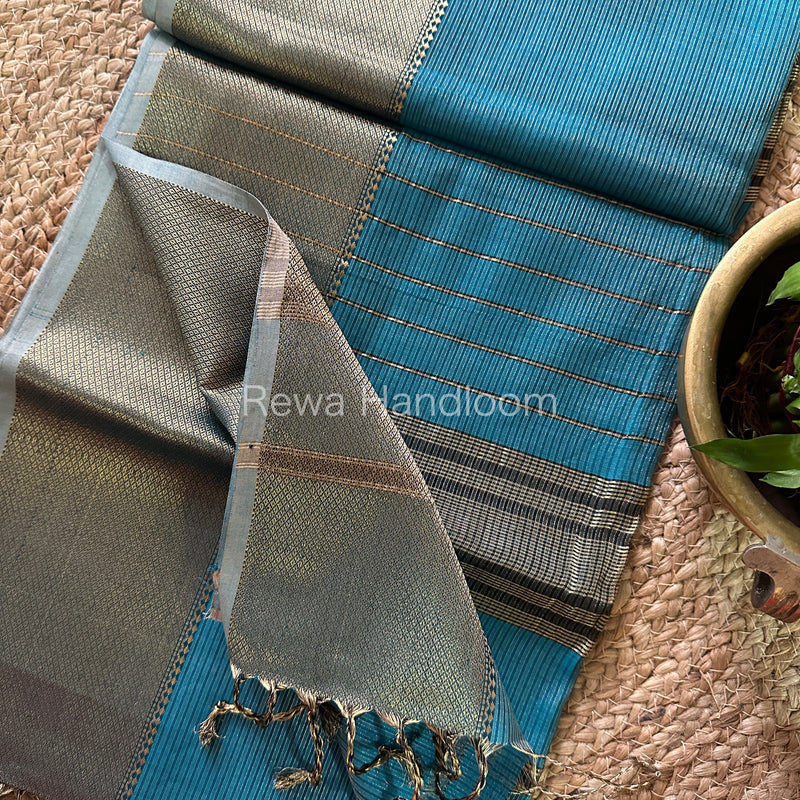 Maheshwari Green Tissue Silk Saree-ZTS40