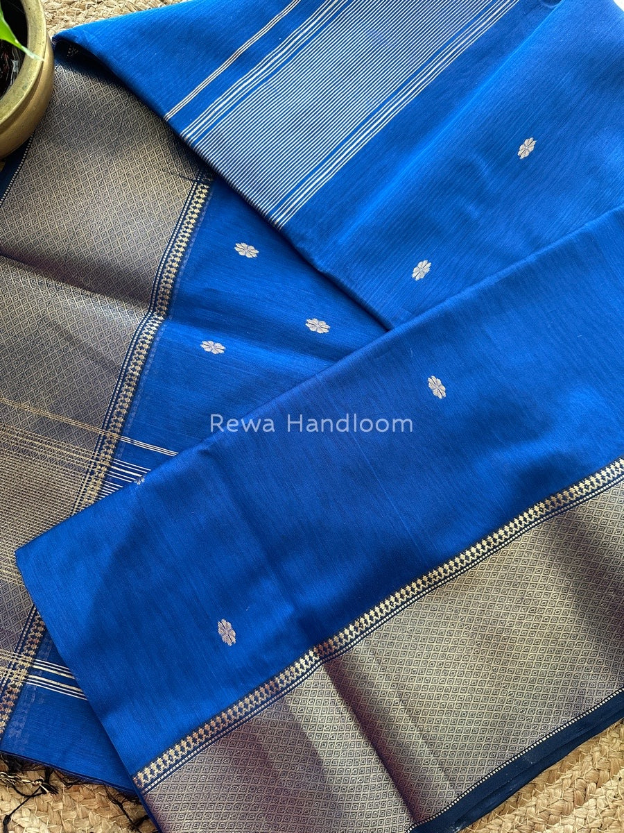 Maheshwari Royal Blue Zari Skirt Butti Saree ZSB016