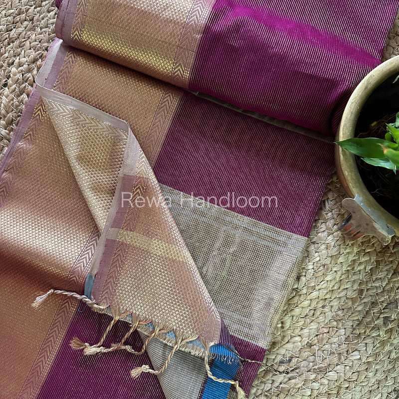Maheshwari Magenta Tissue Silk Saree-ZTS38