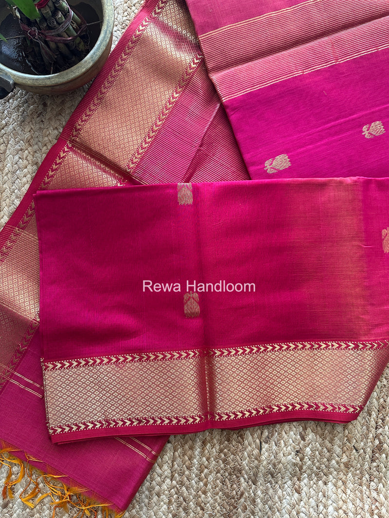 Maheshwari Rani Pink Lotus Shaded Butta Saree SLB042