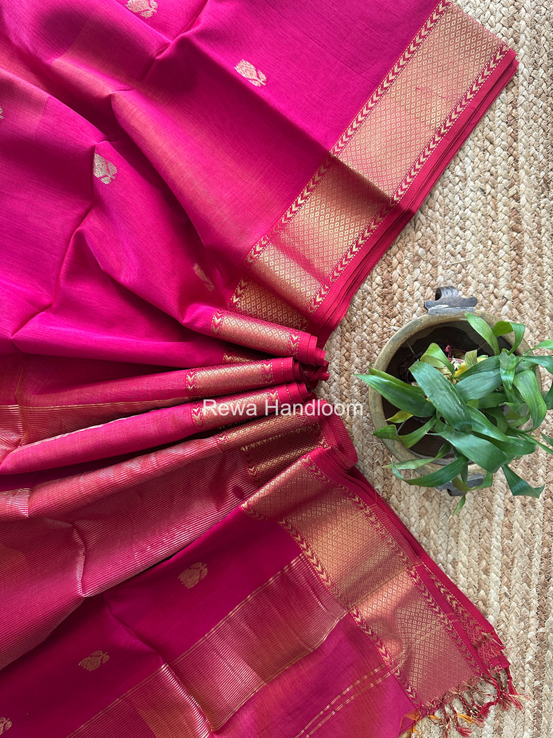 Maheshwari Rani Pink Lotus Shaded Butta Saree SLB042