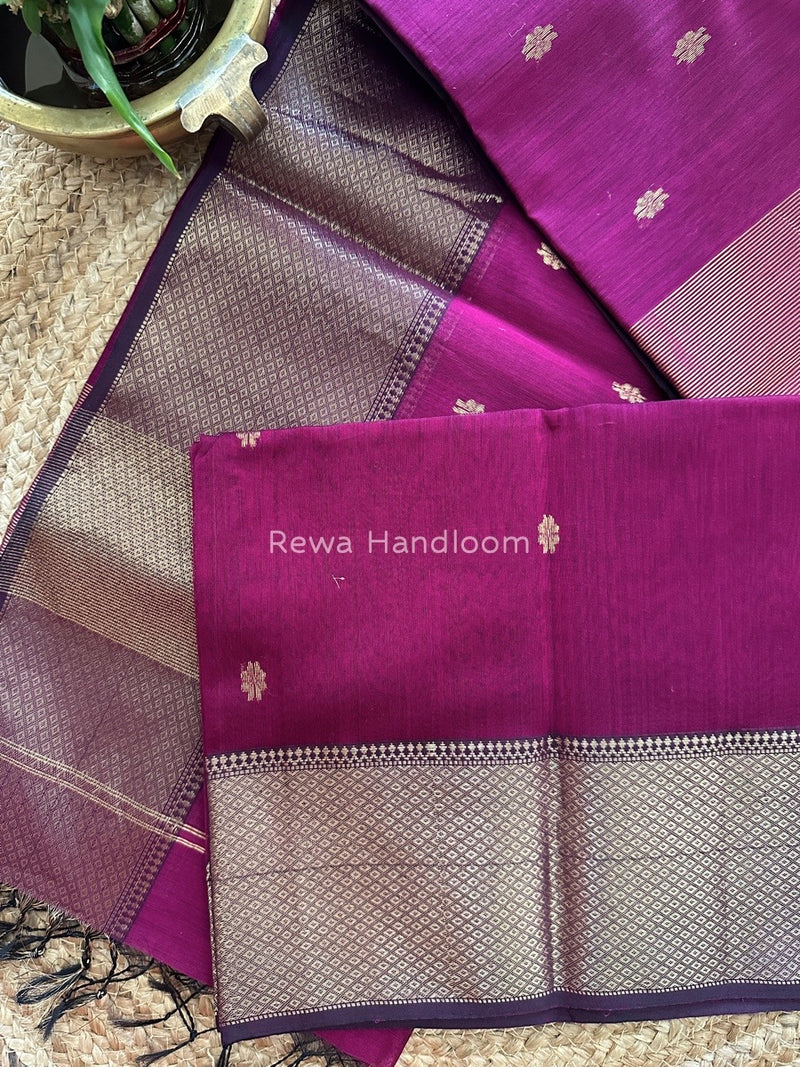 Maheshwari Magenta Zari Skirt Butti Saree ZSB023