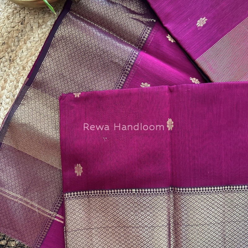 Maheshwari Magenta Zari Skirt Butti Saree ZSB023