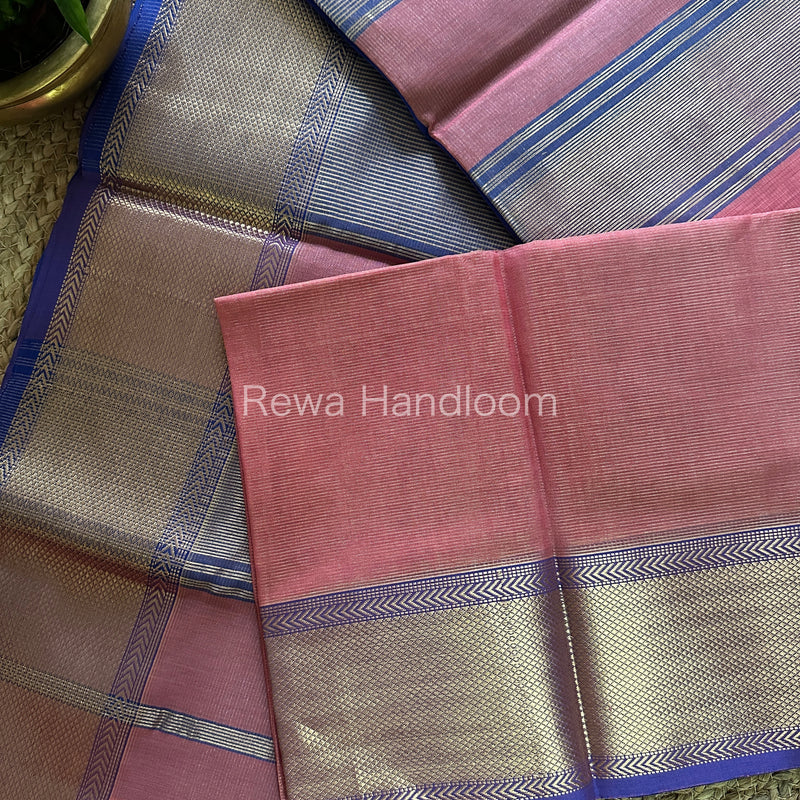 Maheshwari Pink Tissue Silk Saree-ZTS37