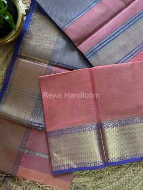 Maheshwari Pink Tissue Silk Saree-ZTS37