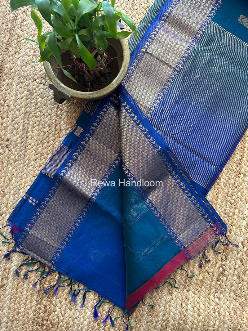 Maheshwari Blue Lotus Shaded Butta Saree SLB039