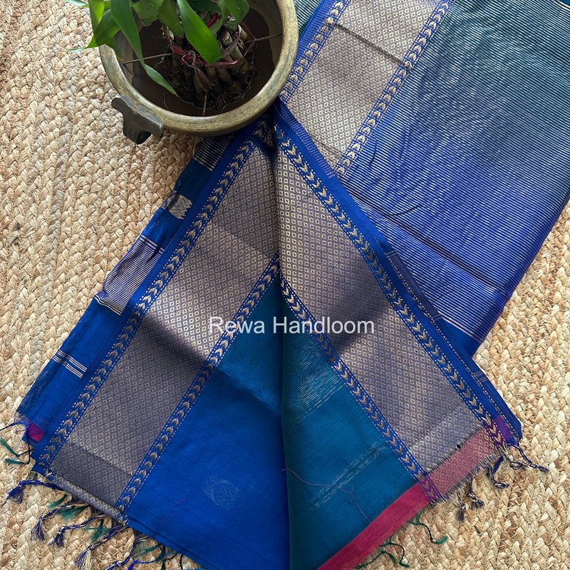 Maheshwari Blue Lotus Shaded Butta Saree SLB039