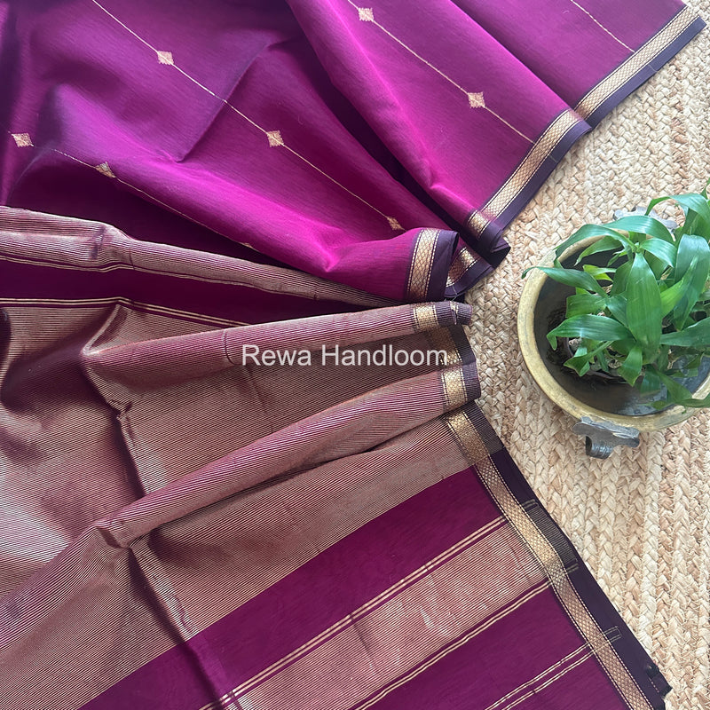 Magenta Pink Lining Butti Shaded Maheshwari Saree SBS0108