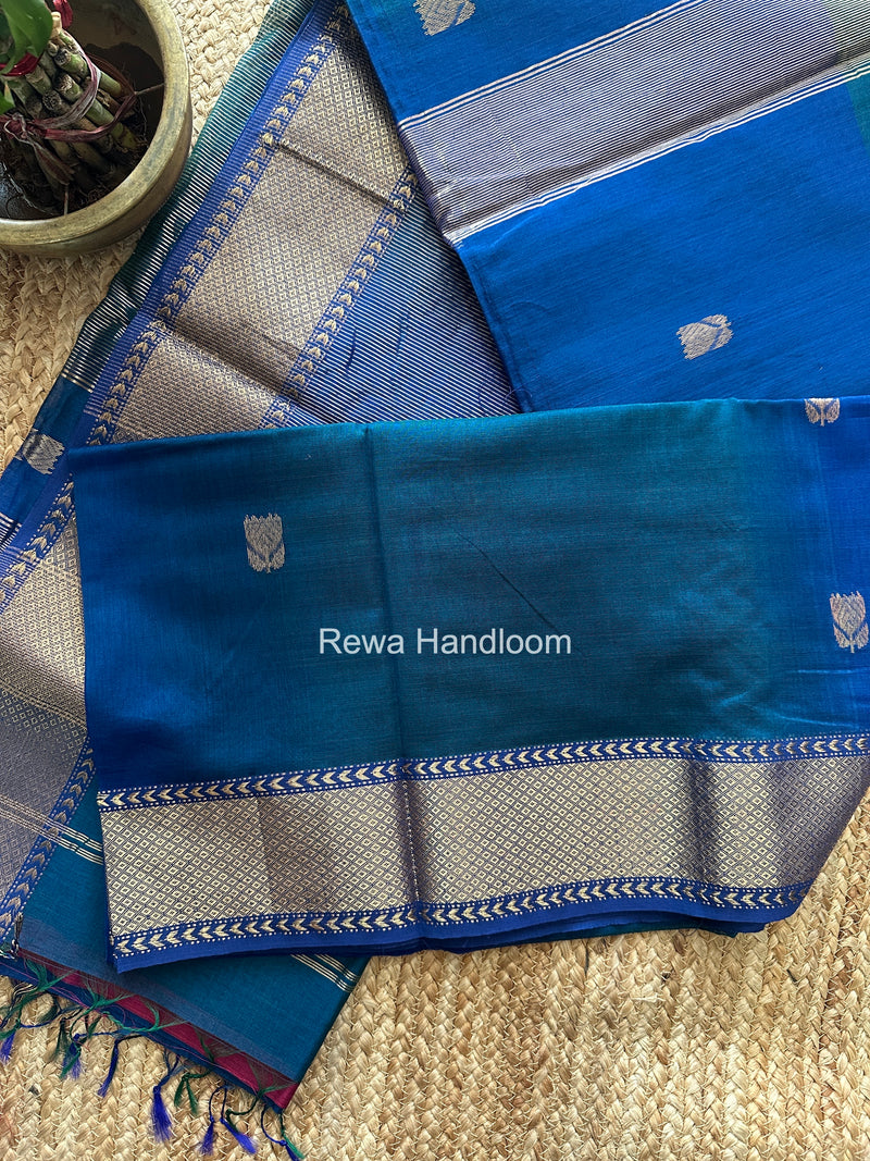 Maheshwari Blue Lotus Shaded Butta Saree SLB039