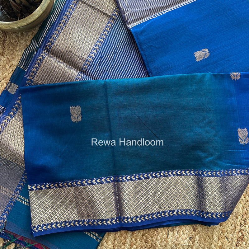 Maheshwari Blue Lotus Shaded Butta Saree SLB039