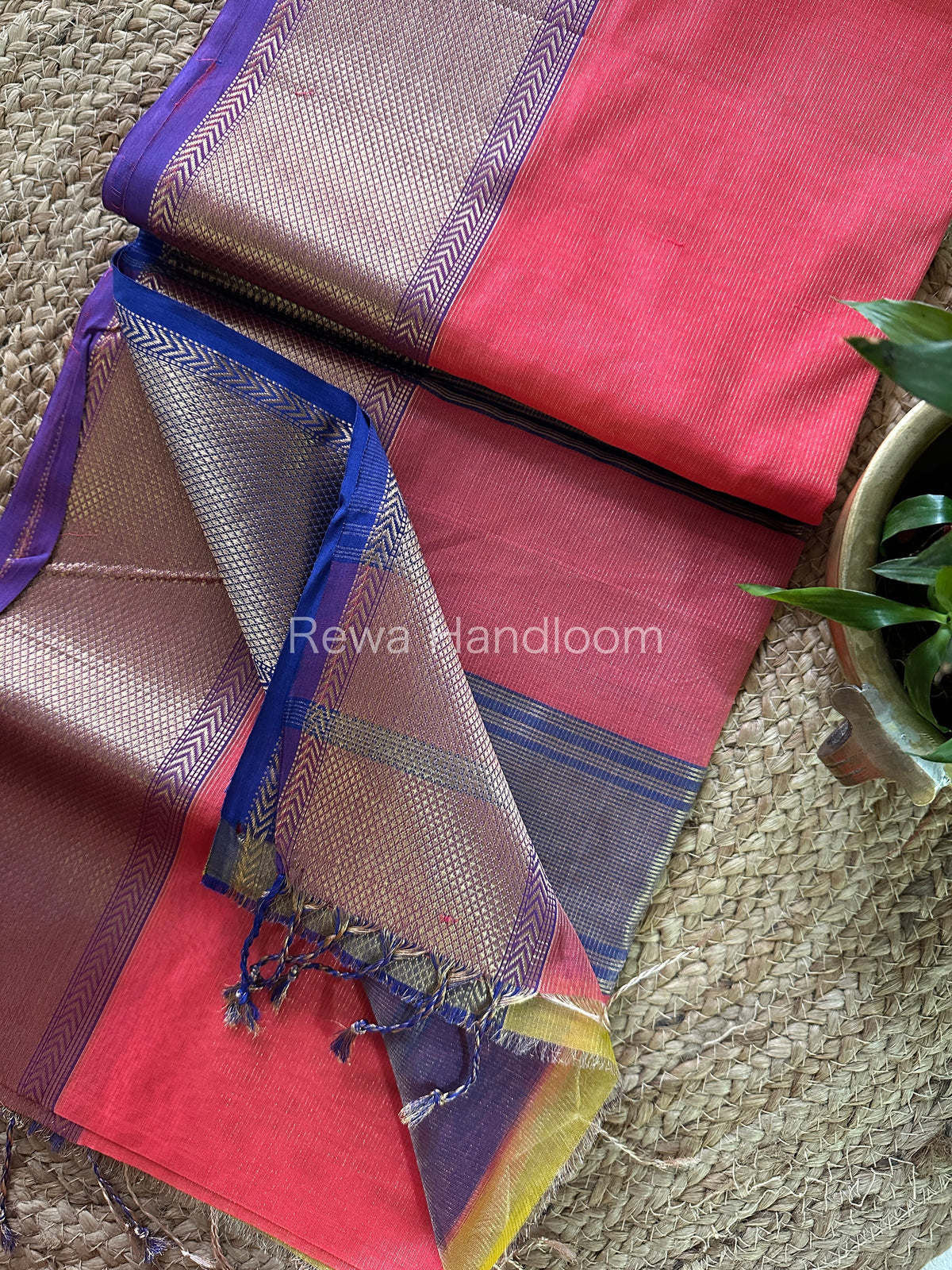 Maheshwari Fuchsia Tissue Silk Saree-ZTS36