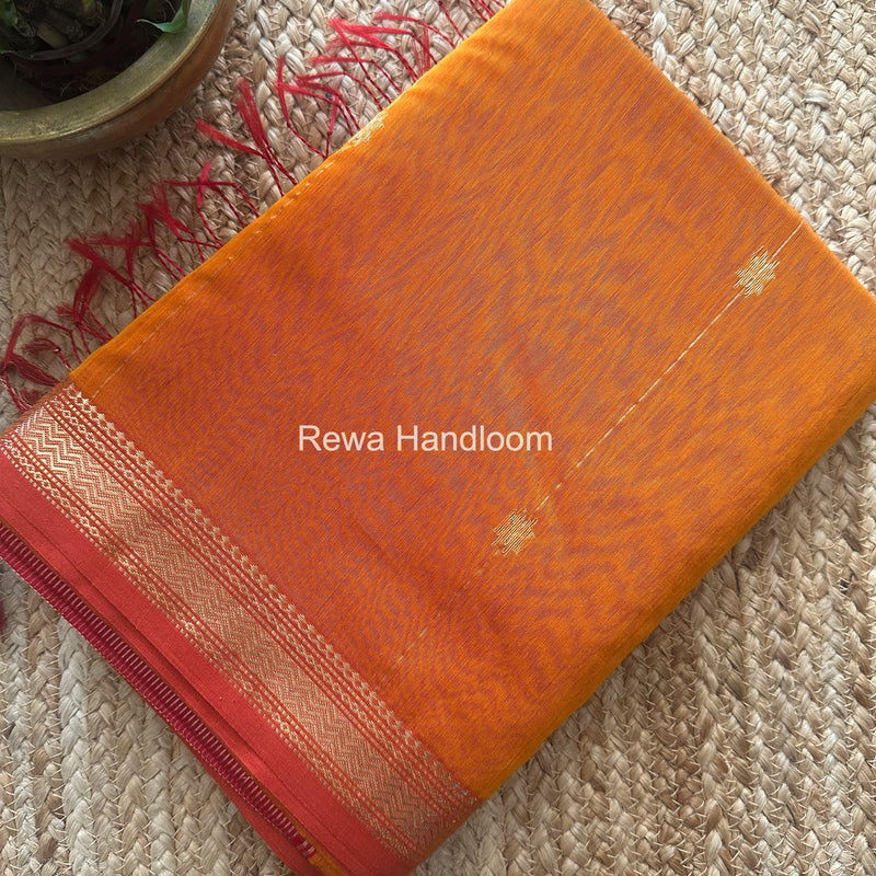 Orange Pink Lining Butti Shaded Maheshwari Saree SBS0109