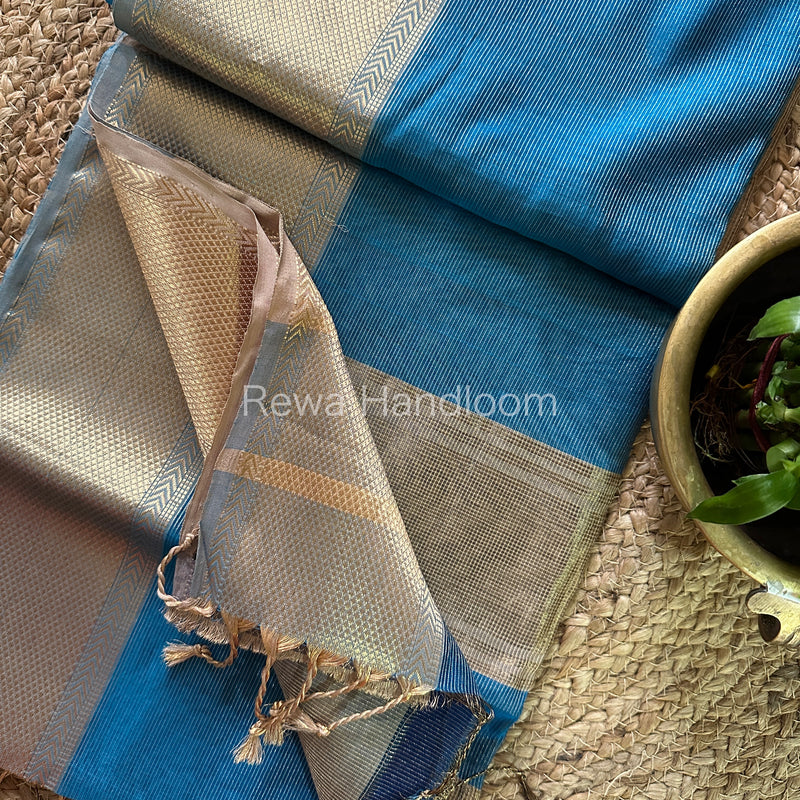 Maheshwari Firozi Tissue Silk Saree-ZTS41