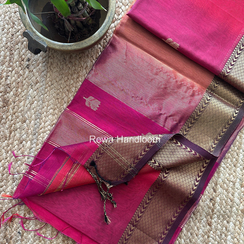 Maheshwari Lotus Shaded Butta Saree