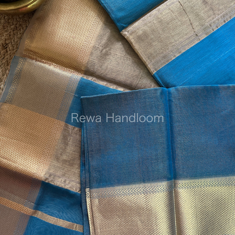 Maheshwari Firozi Tissue Silk Saree-ZTS41