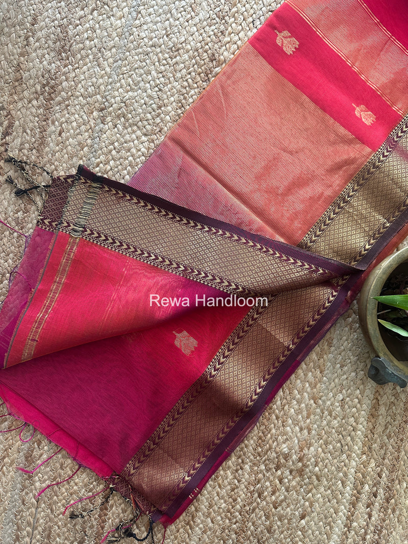 Maheshwari Rani Pink Lotus Shaded Butta Saree SLB038