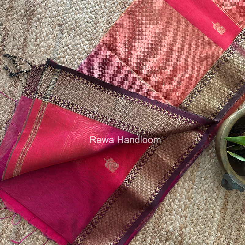 Maheshwari Rani Pink Lotus Shaded Butta Saree SLB038
