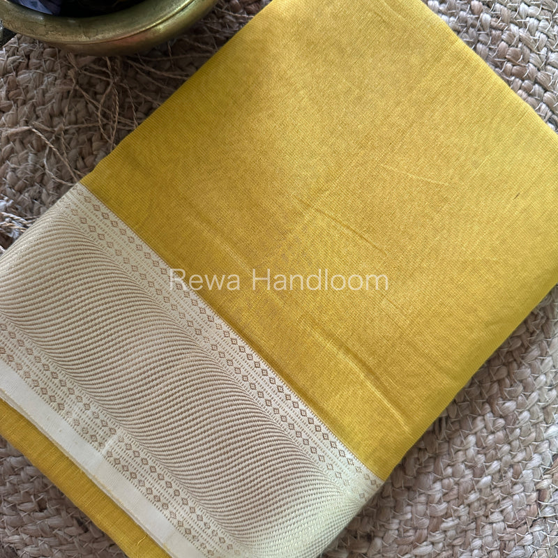 Maheshwari Yellow Tissue Silk Saree