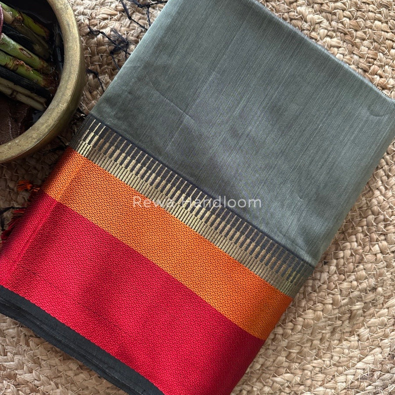 Maheshwari Beige Multicolor Border Saree MB00513