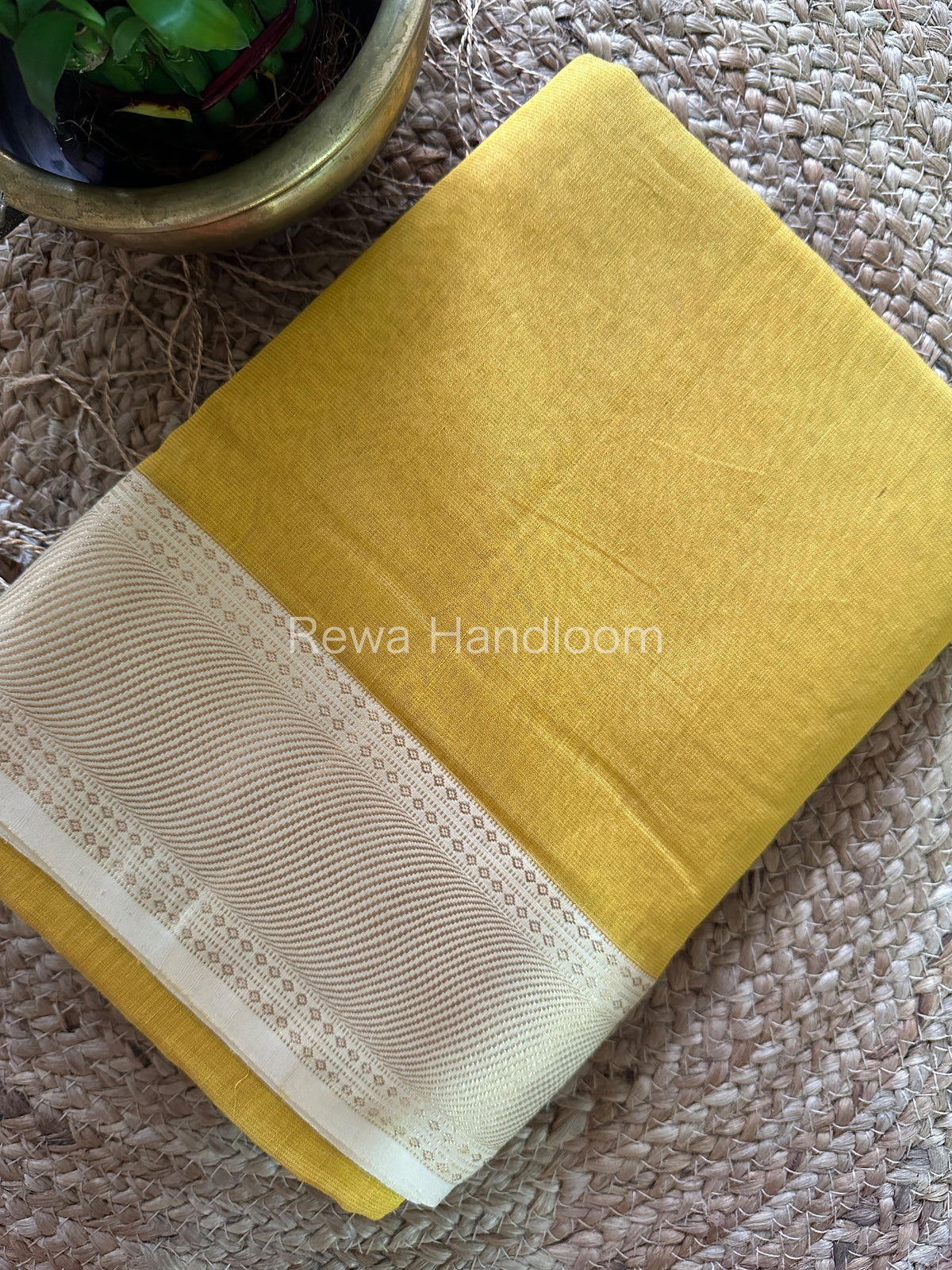 Maheshwari Yellow Tissue Silk Saree