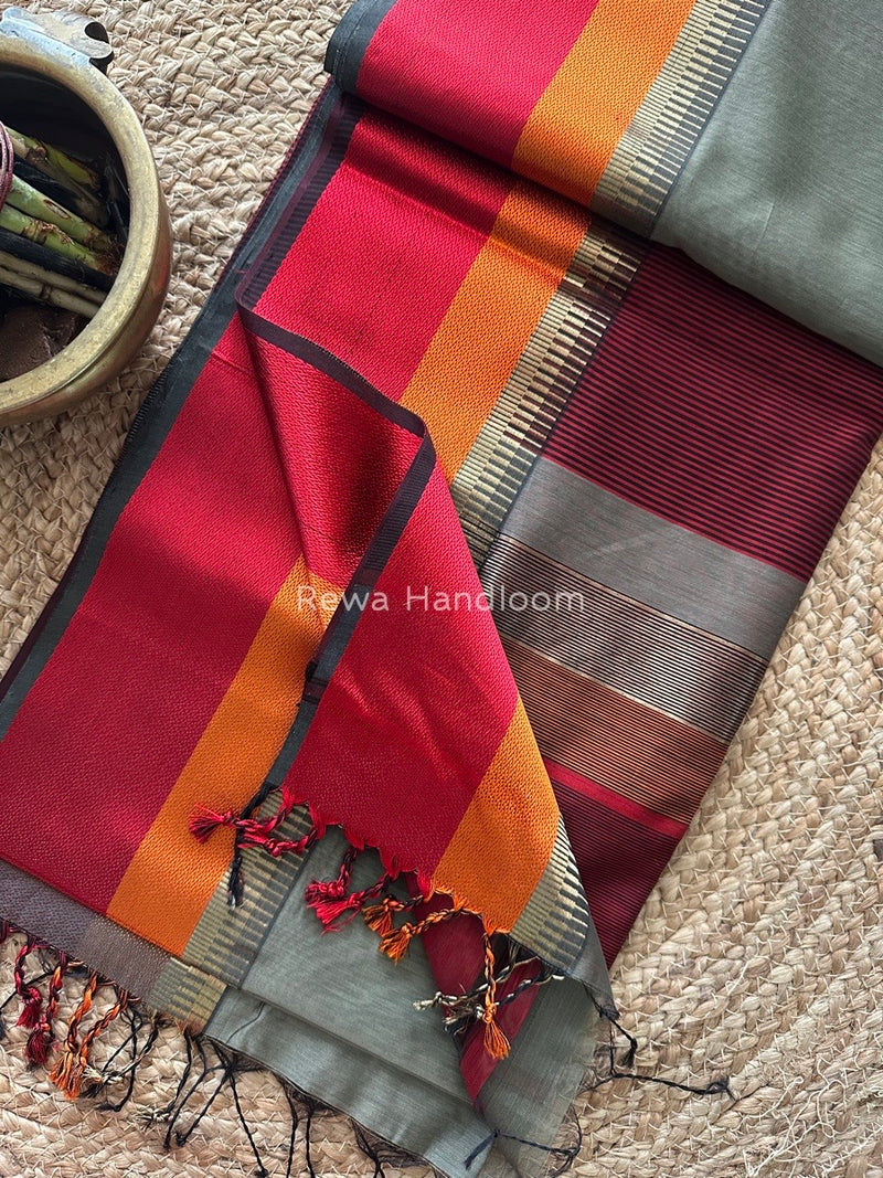 Maheshwari Multicolor Border Saree 