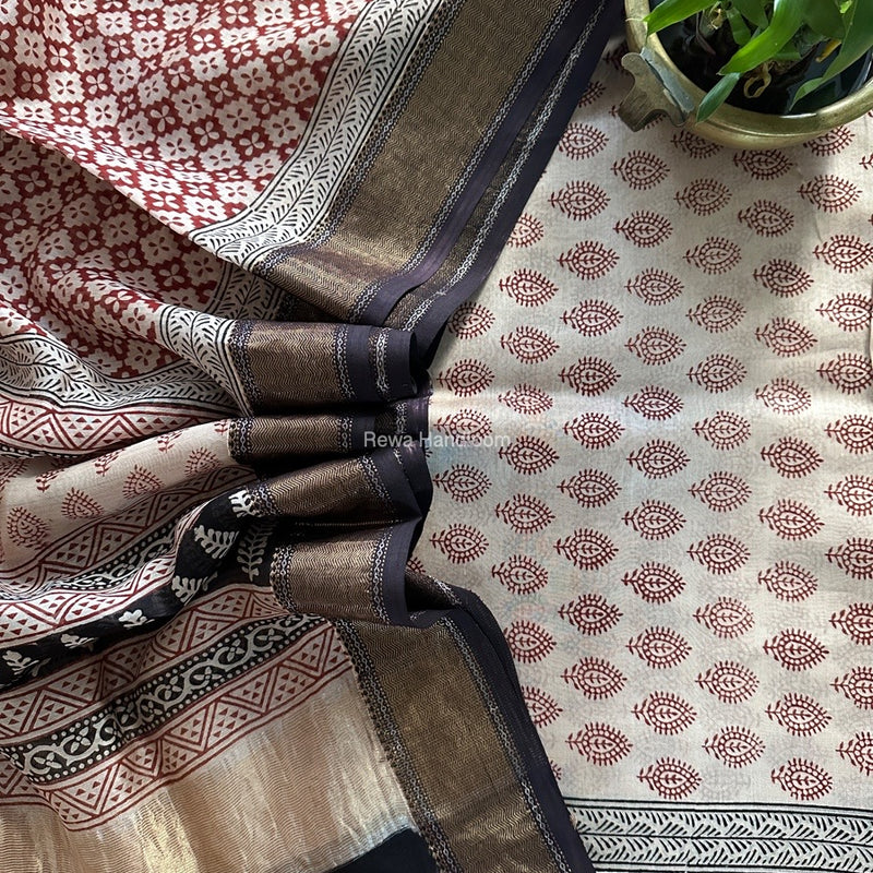 Maheshwari Bagh Print Top-Dupatta Set