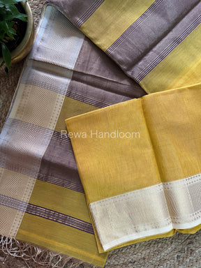 Maheshwari Yellow Tissue Silk Saree-ZTS42