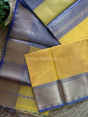 Maheshwari Yellow Tissue Silk Saree-ZTS17