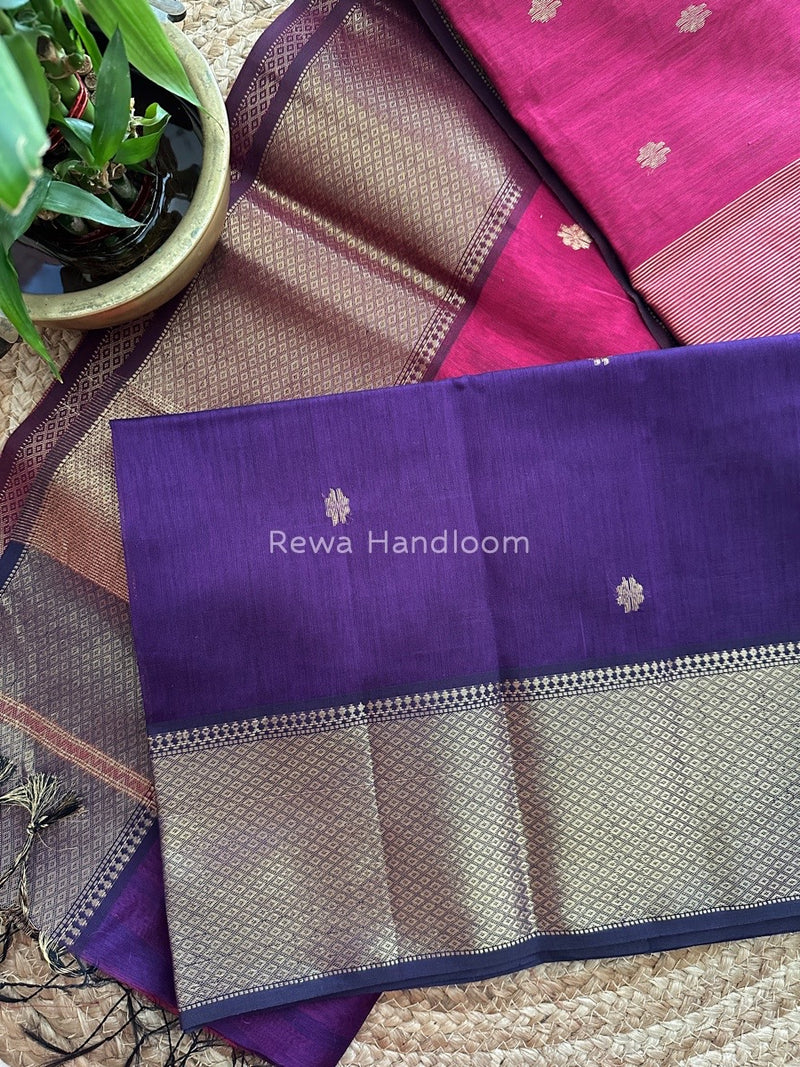 Maheshwari Purple Zari Skirt Butti Saree ZSB027