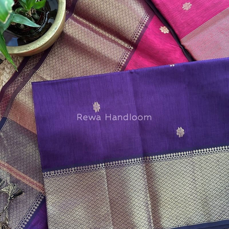 Maheshwari Purple Zari Skirt Butti Saree ZSB027