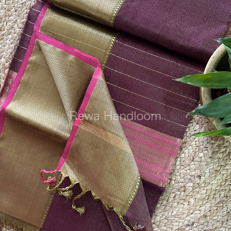 Maheshwari Violet Tissue Silk Saree-ZTS19