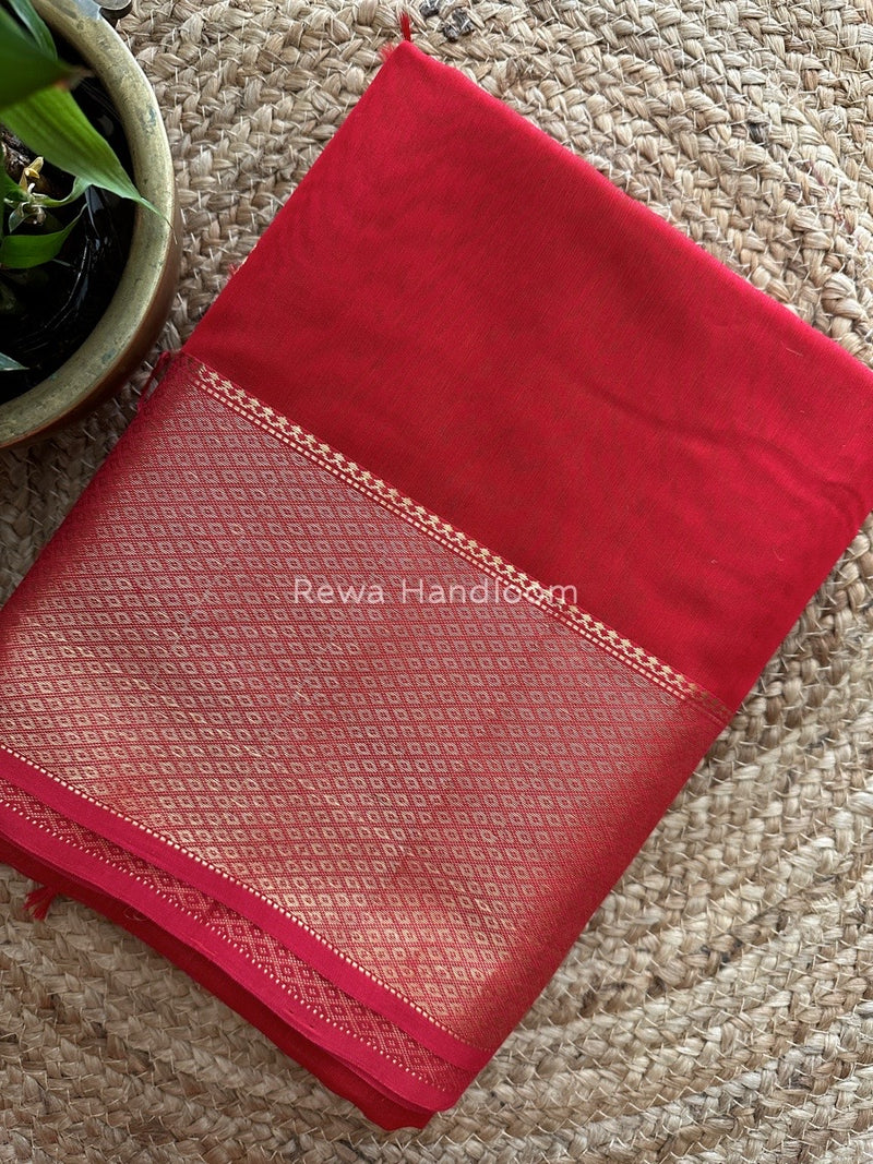Maheshwari Red Zari Skirt Butti Saree ZSB024