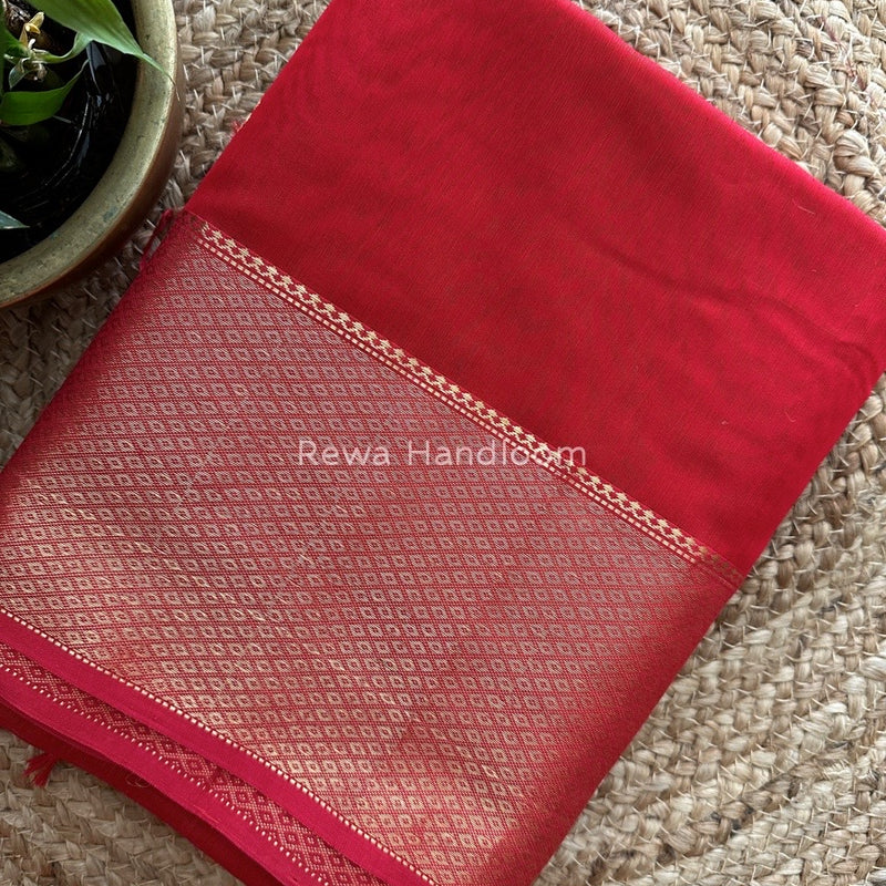 Maheshwari Red Zari Skirt Butti Saree ZSB024