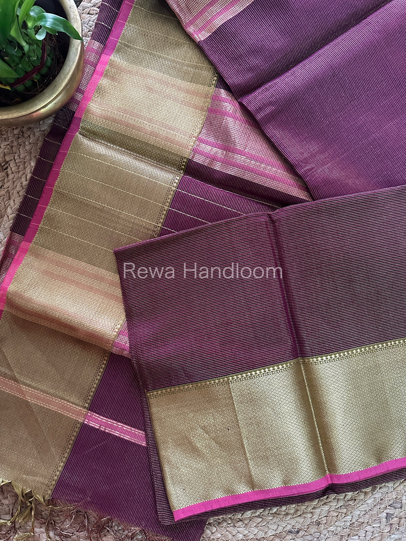 Maheshwari Violet Tissue Silk Saree-ZTS19