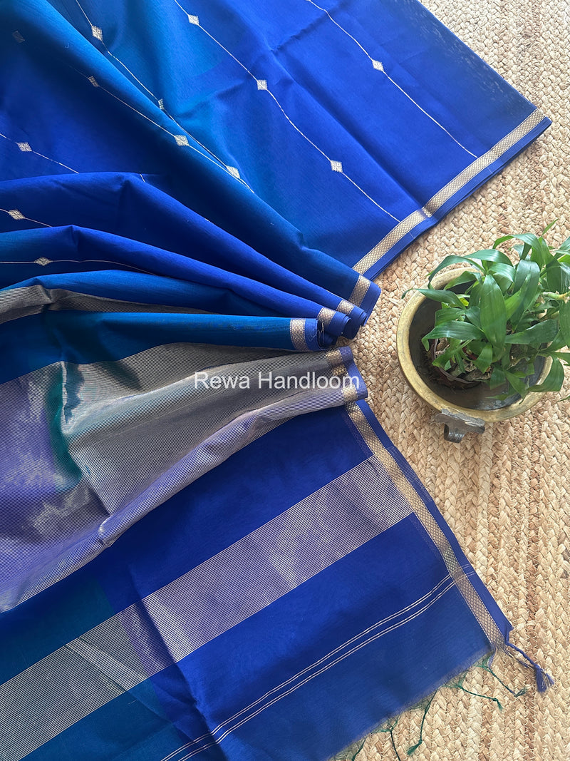 Blue Lining Butti Shaded Maheshwari Saree SBS0111