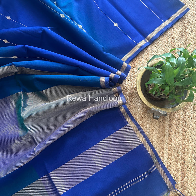Blue Lining Butti Shaded Maheshwari Saree SBS0111