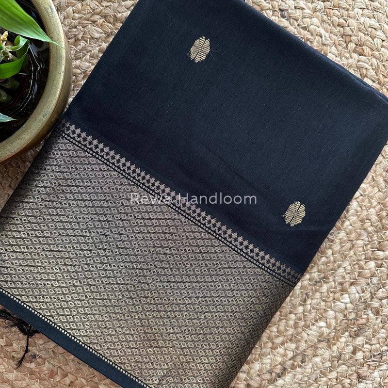 Maheshwari Black Zari Skirt Butti Saree ZSB026
