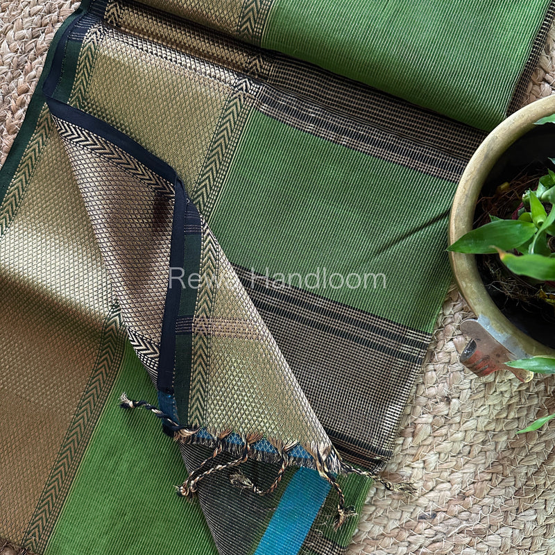 Maheshwari Mehendi Green Tissue Silk Saree-ZTS30