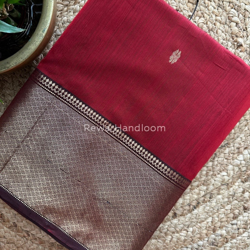 Maheshwari Red Zari Skirt Butti Saree ZSB011