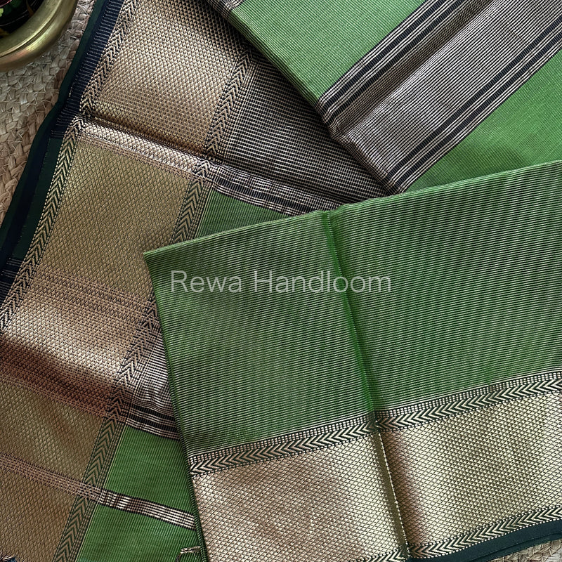 Maheshwari Mehendi Green Tissue Silk Saree-ZTS30