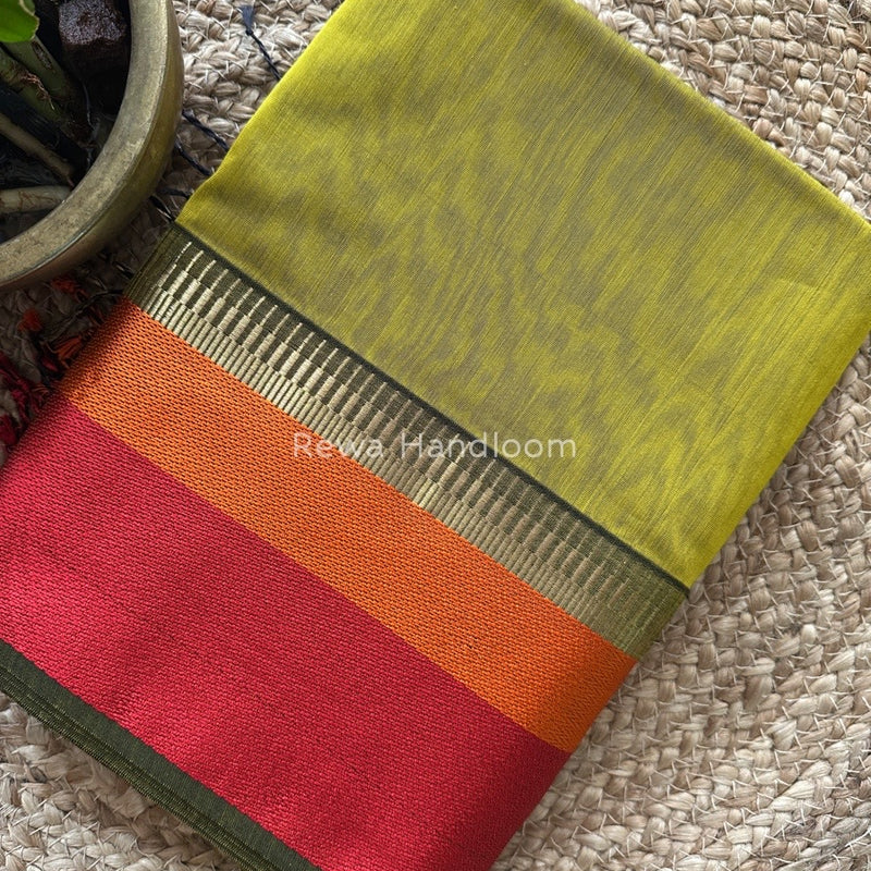 Maheshwari Dark Mustard Multicolor Border Saree MB00518