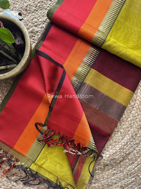 Maheshwari Multicolor Border Saree