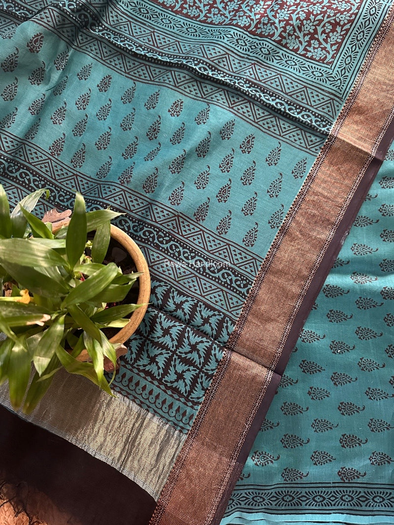 Maheshwari Rama Bagh Print Top-Dupatta Set BTD018