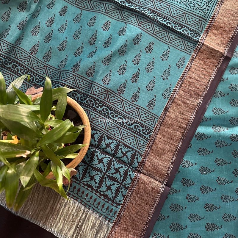 Maheshwari Rama Bagh Print Top-Dupatta Set BTD018