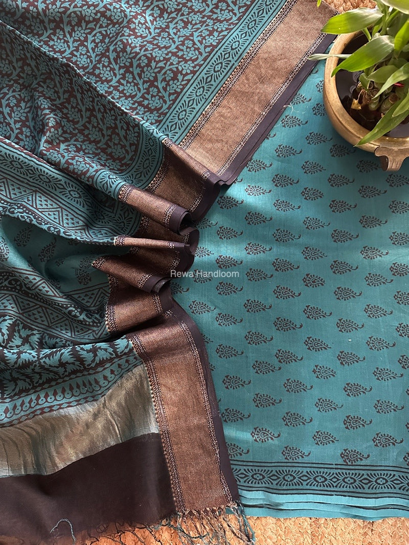 Maheshwari Bagh Print Top-Dupatta Set