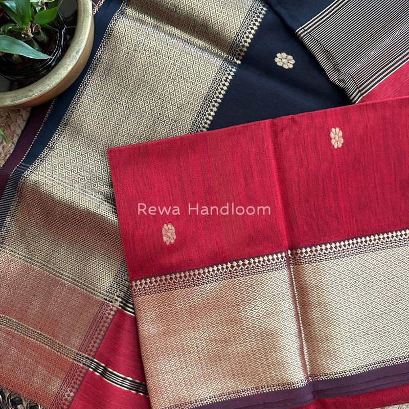 Maheshwari Red Zari Skirt Butti Saree ZSB06