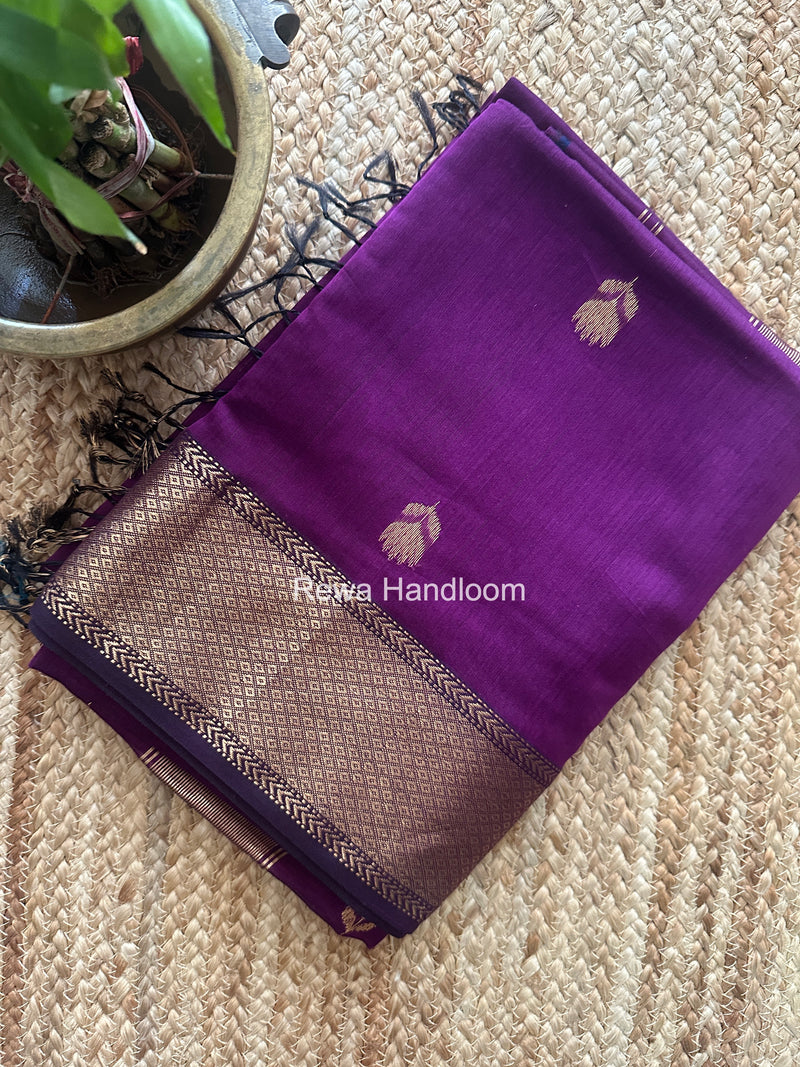 Maheshwari Purple Lotus Butta Saree LLBS083