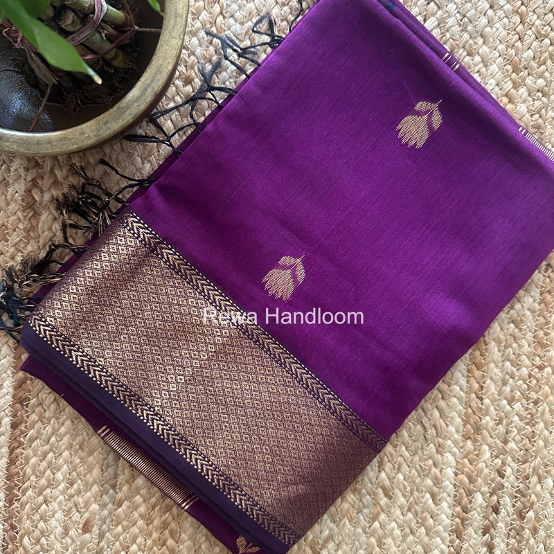 Maheshwari Purple Lotus Butta Saree LLBS083